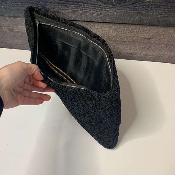 Large Black Sturdy Crochet Envelope Bag | Carry Purse | Satchel | IPad Travel - Picture 5 of 8